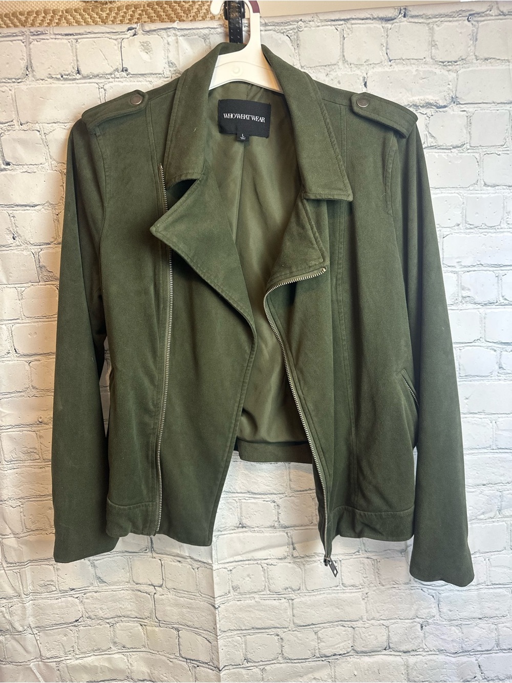 Who What Wear Olive Green Utility Moto Jacket